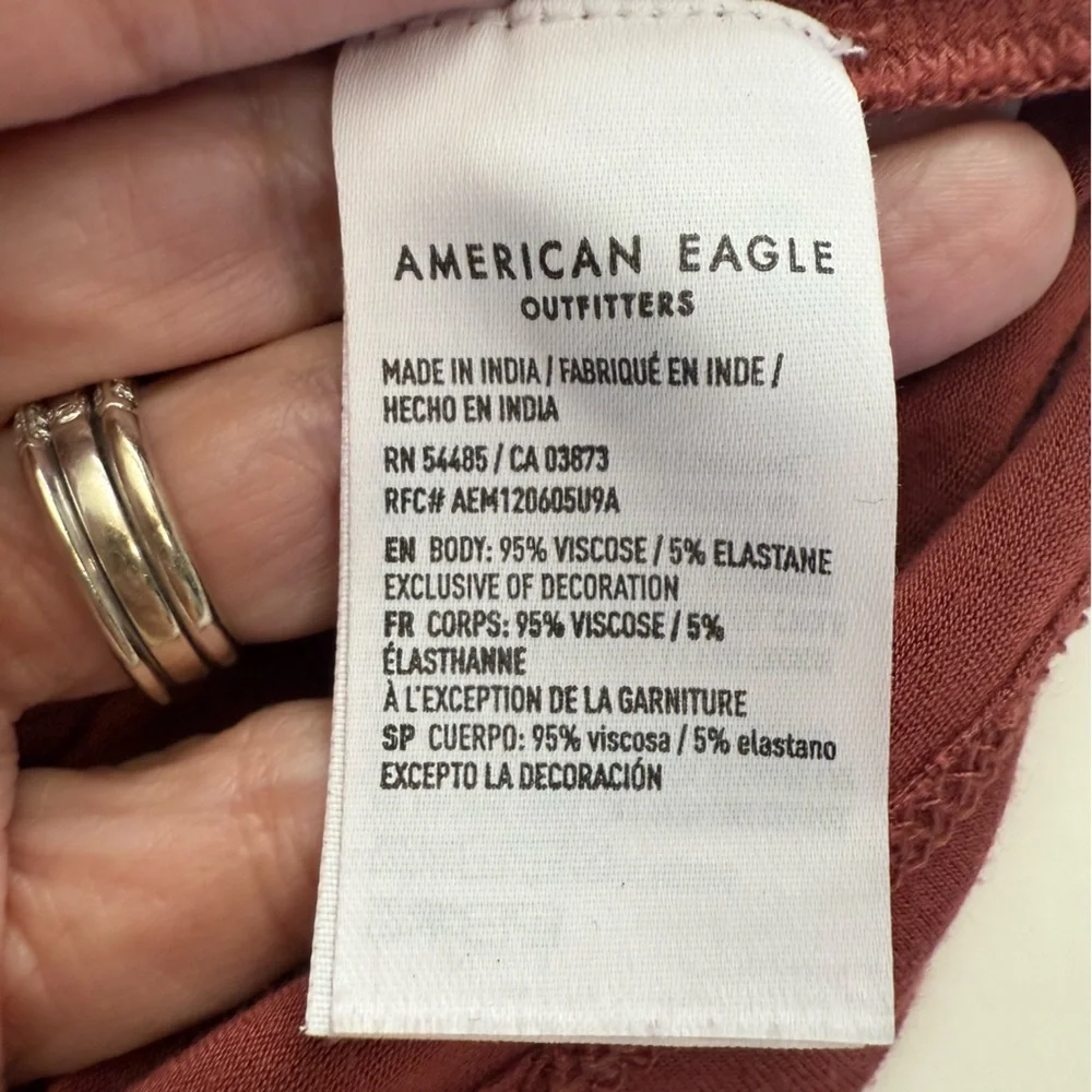 American Eagle Soft & Sexy Rose Pink Mauve Embroidered Square Neck Top Size SM - Picture 8 of 10